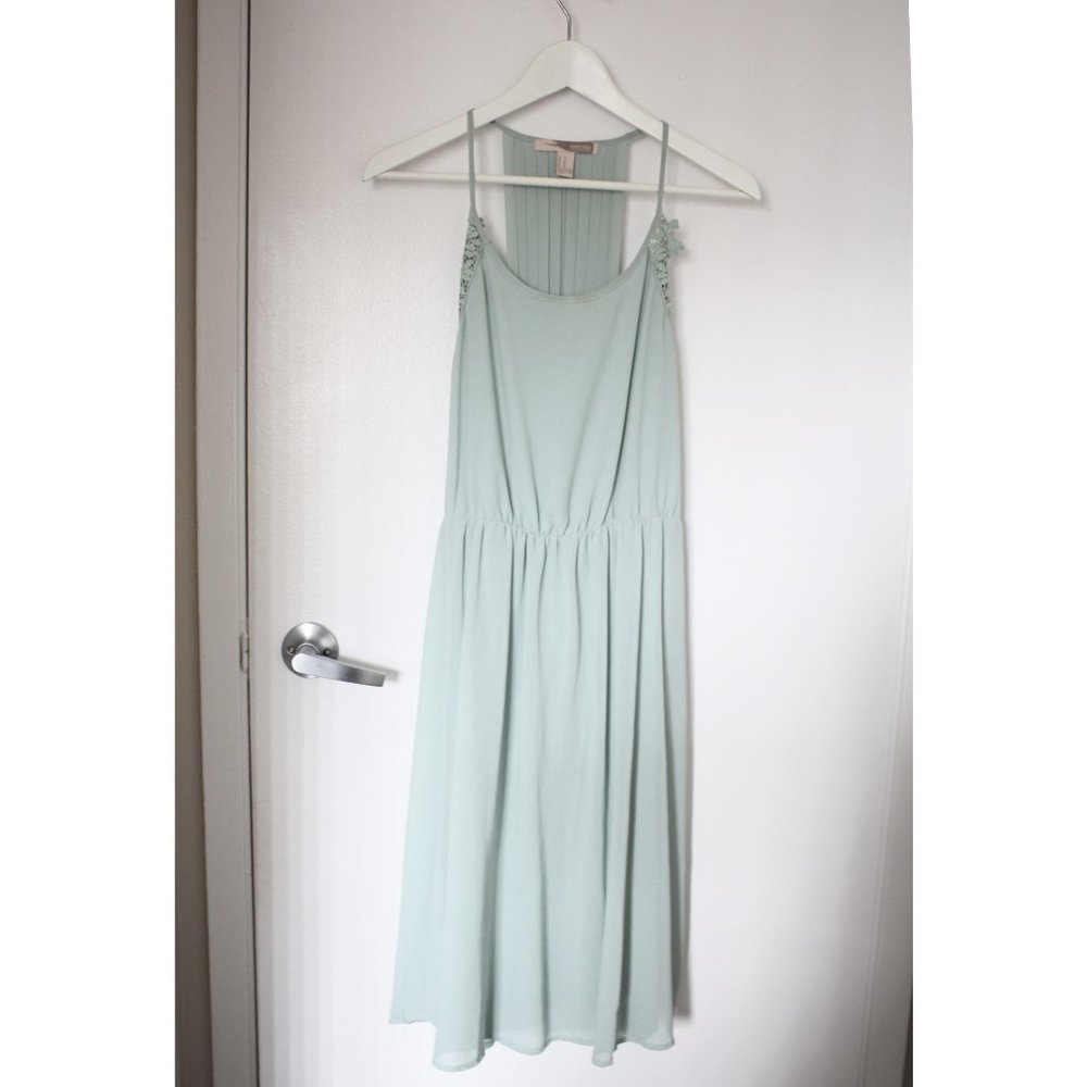 3 for $20 - Mint green strap dress with lace detail